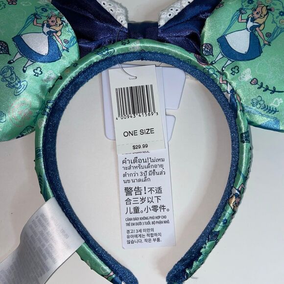 Disney Parks Epcot United Kingdom Alice In Wonderland Minnie Mouse Ears Headband - Picture 6 of 7